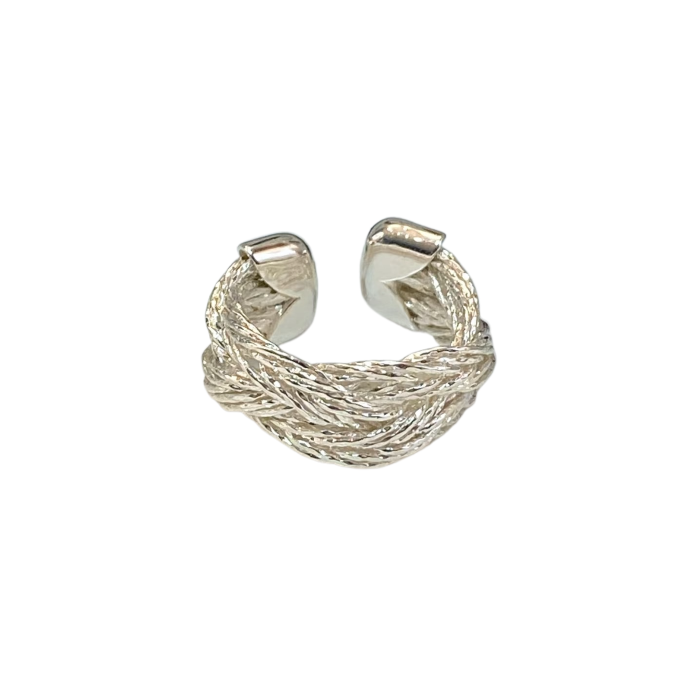 Twisted Rope Ring - Italian Crafted Adjustable Band in Gold & Silver