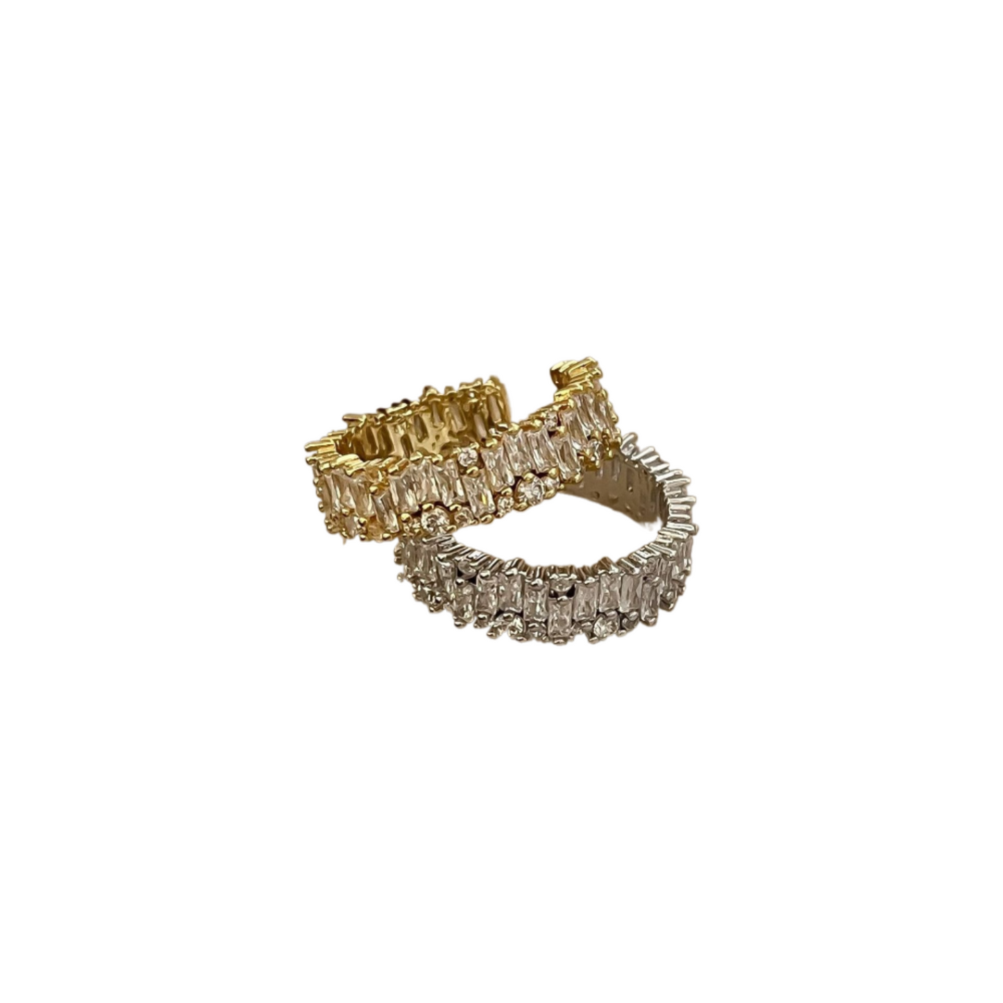 💎 Luxury Full Pave Adjustable Ring | Baguette Cut CZ Ring